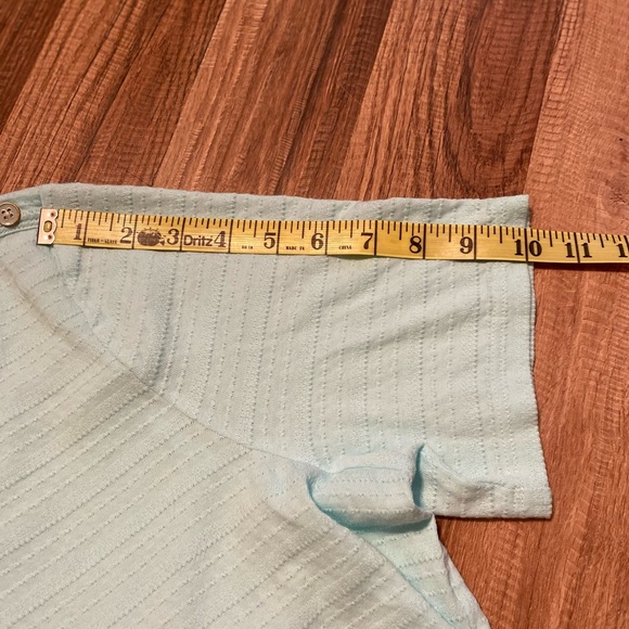 TALBOTS Short Sleeve Knit Button Detail Cotton Light Blue T-Shirt Top Women 1X - Picture 7 of 8